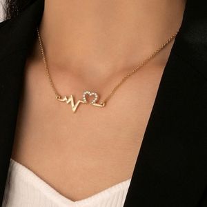 Heart beat line and heart necklace